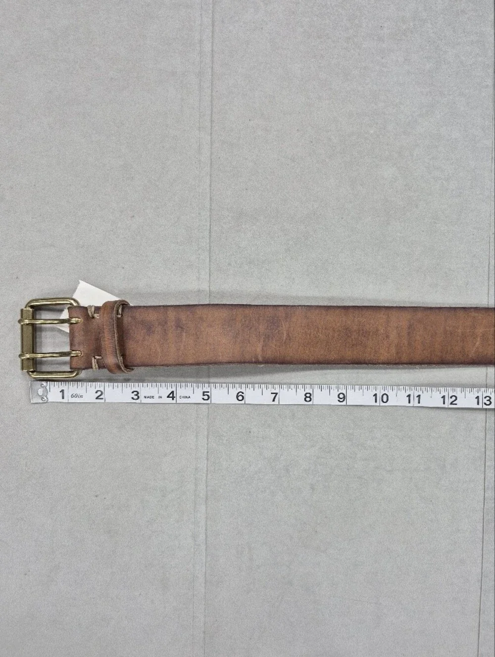 Crew belt women's Sm brown chunky distressed Italian leather solid brass buckle - Picture 11 of 13